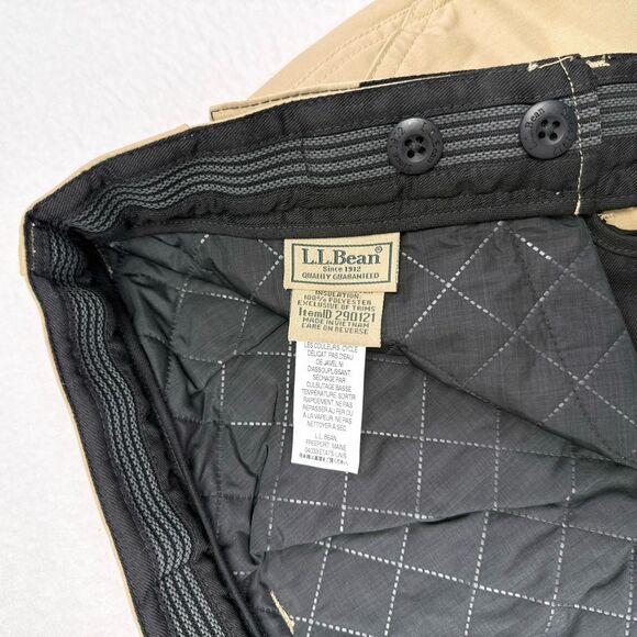 LL Bean Pants Mens Size 44‎ x 29 Tan Primaloft Insulated Quilted Workwear NEW - Picture 6 of 12